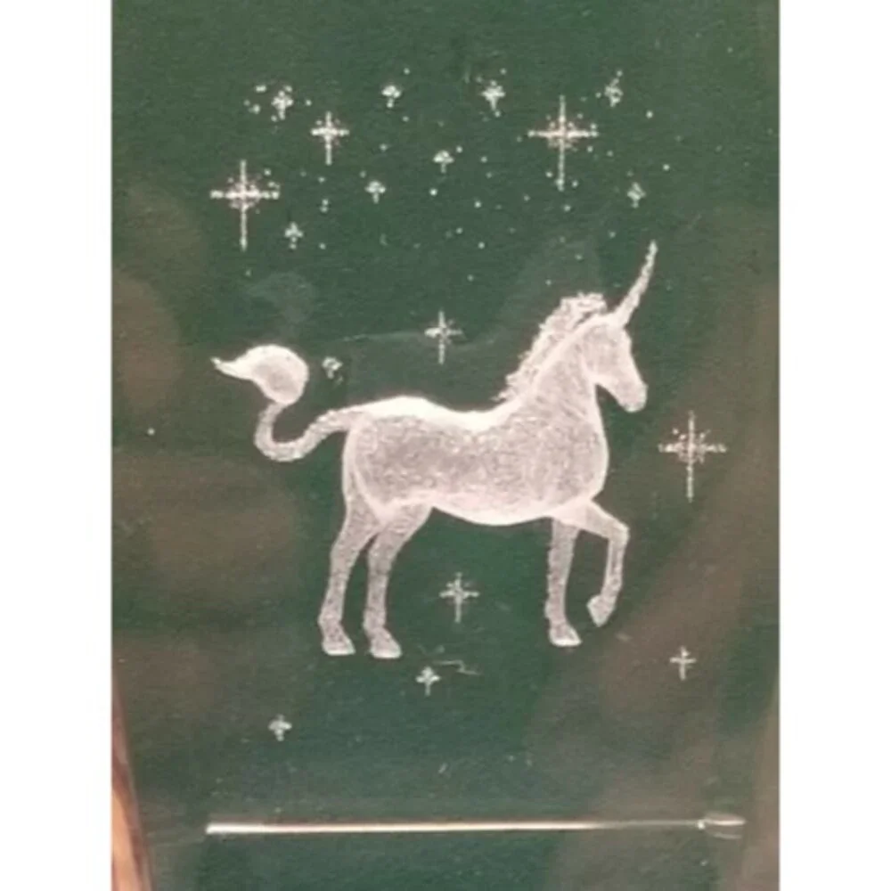 Unicorn & Stars 3D Glass Paperweight Laser Etched 3.25